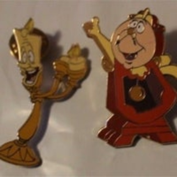 Disney | Jewelry | 3 Pin Bundle Beauty And The Beast Enamel Pins Lot Of ...